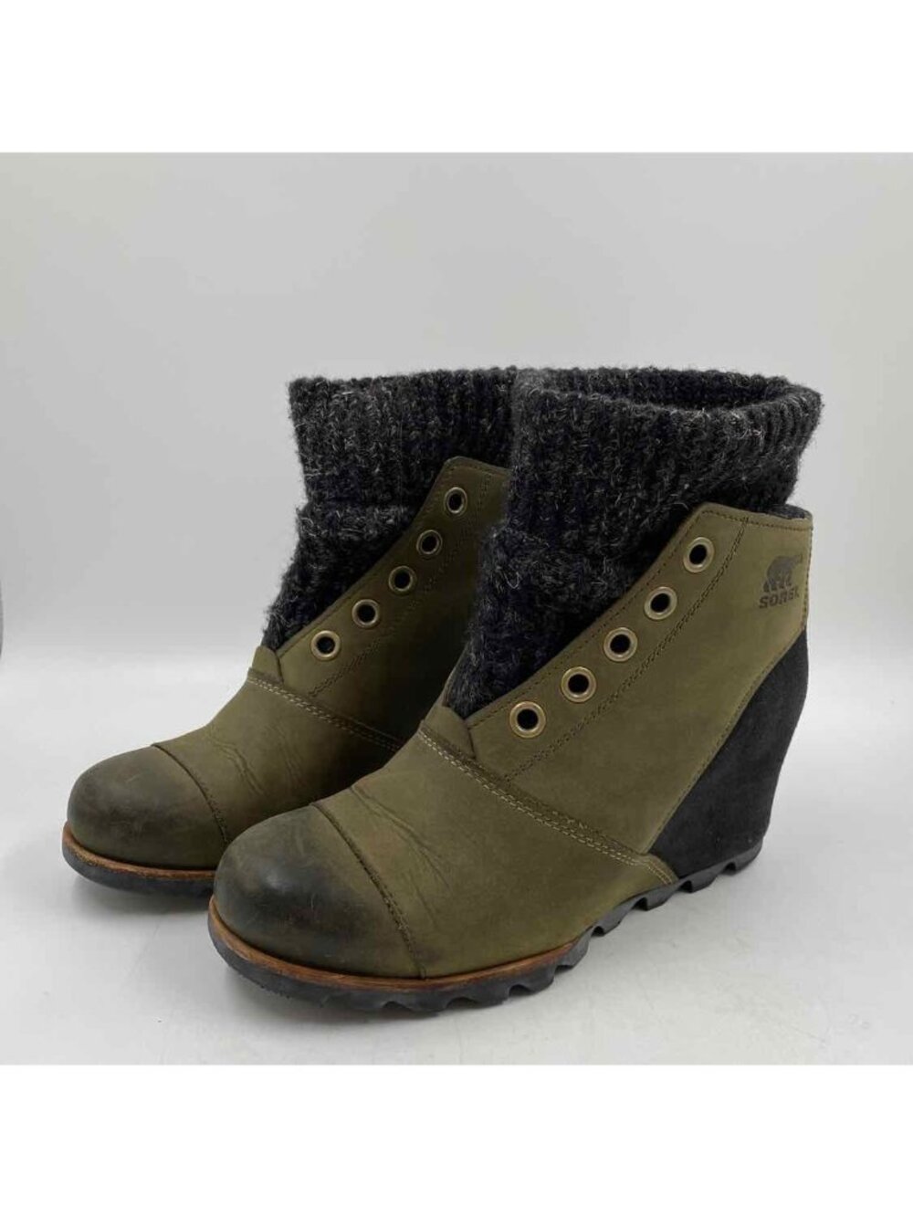 Sorel Joanie Sweater Edge Women's Shoe Size 8 Green Solid Boots